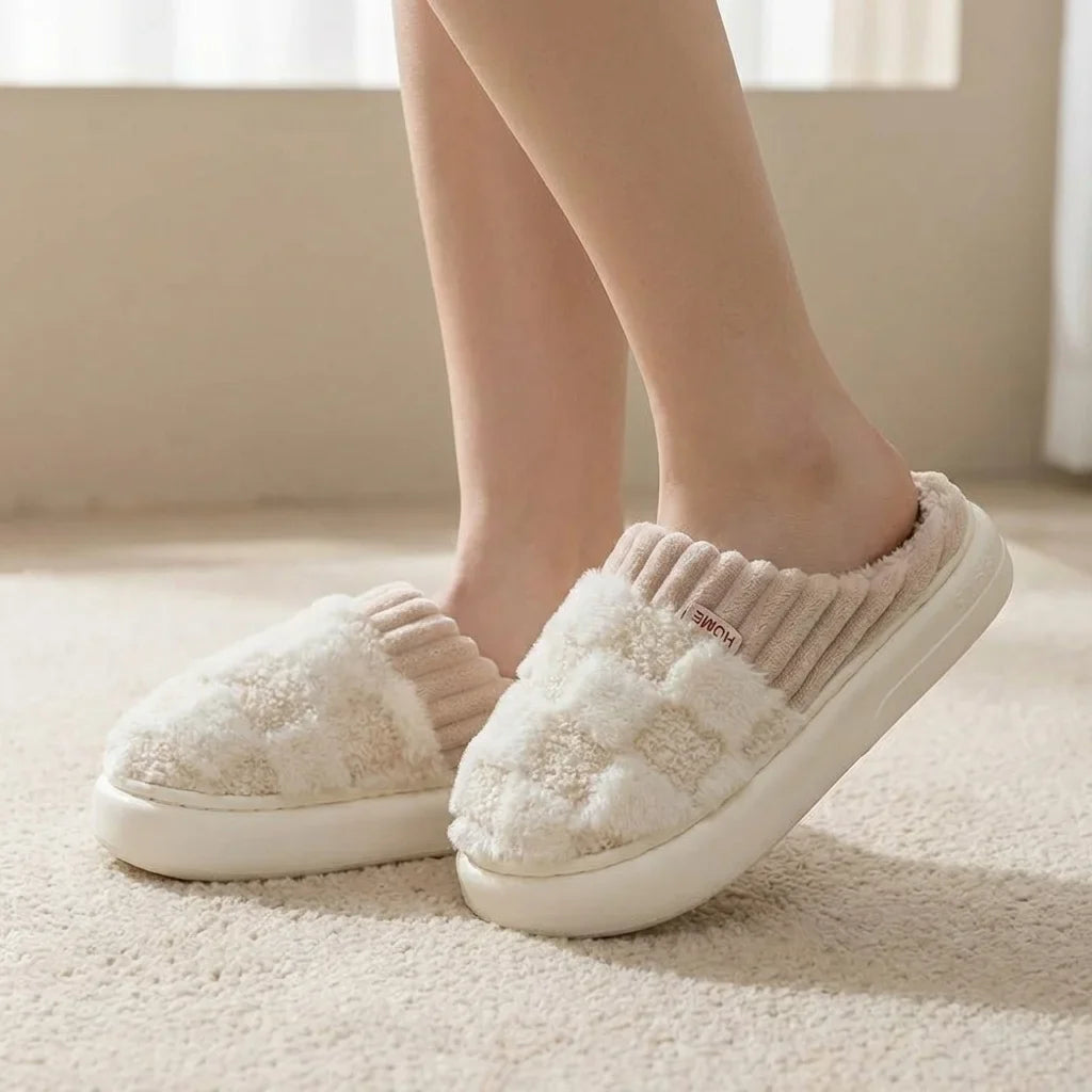 Elara Soft Plaid Slippers
