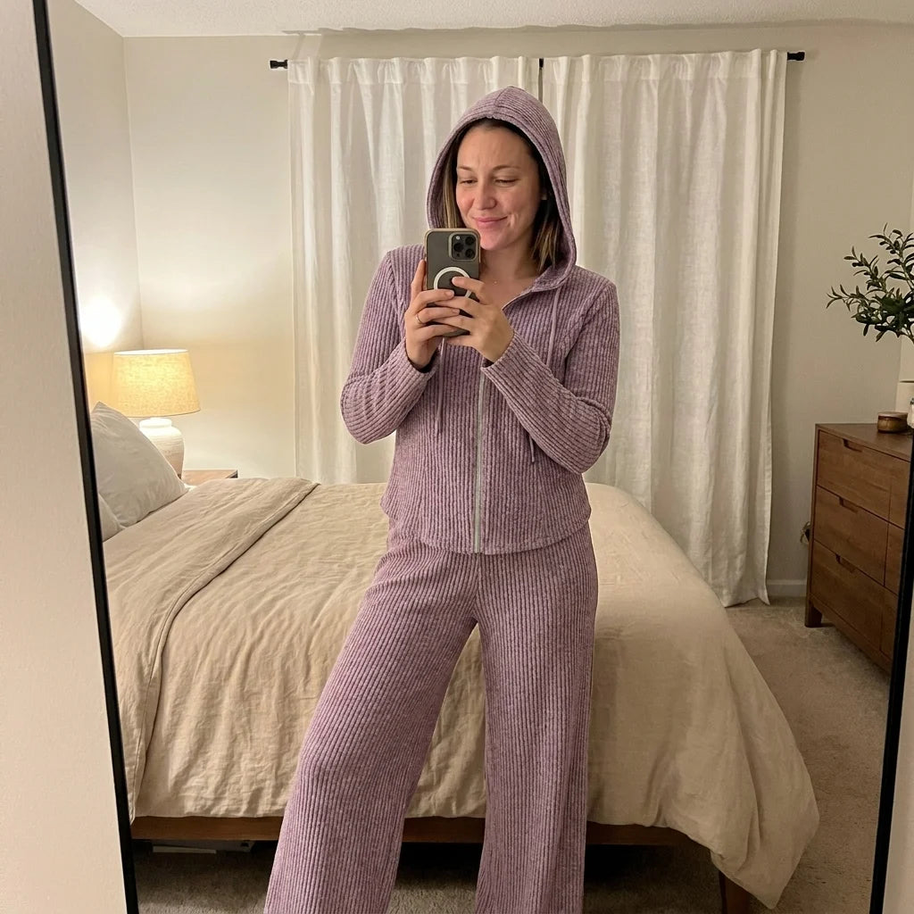 Noelle Hooded Lounge Set – drawstring detail