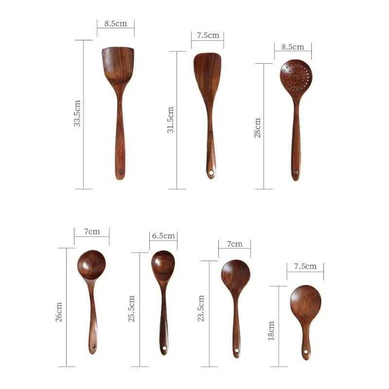 7-piece teak wood kitchen utensil set – view 20