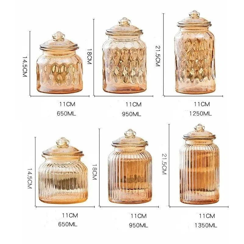 Amber Striped Glass Storage Jar – view 4