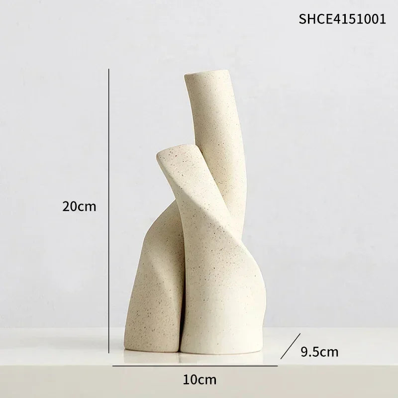 Beige Handcrafted Matte Ceramic Vase – view 5