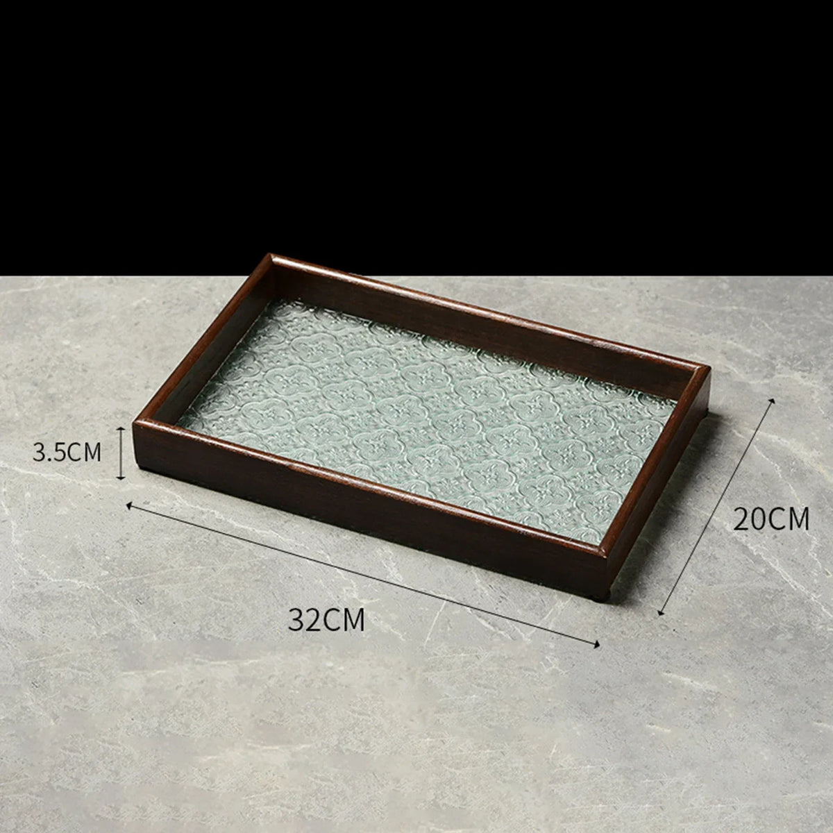 Floral Glass & Wood Decorative Serving Tray – view 8