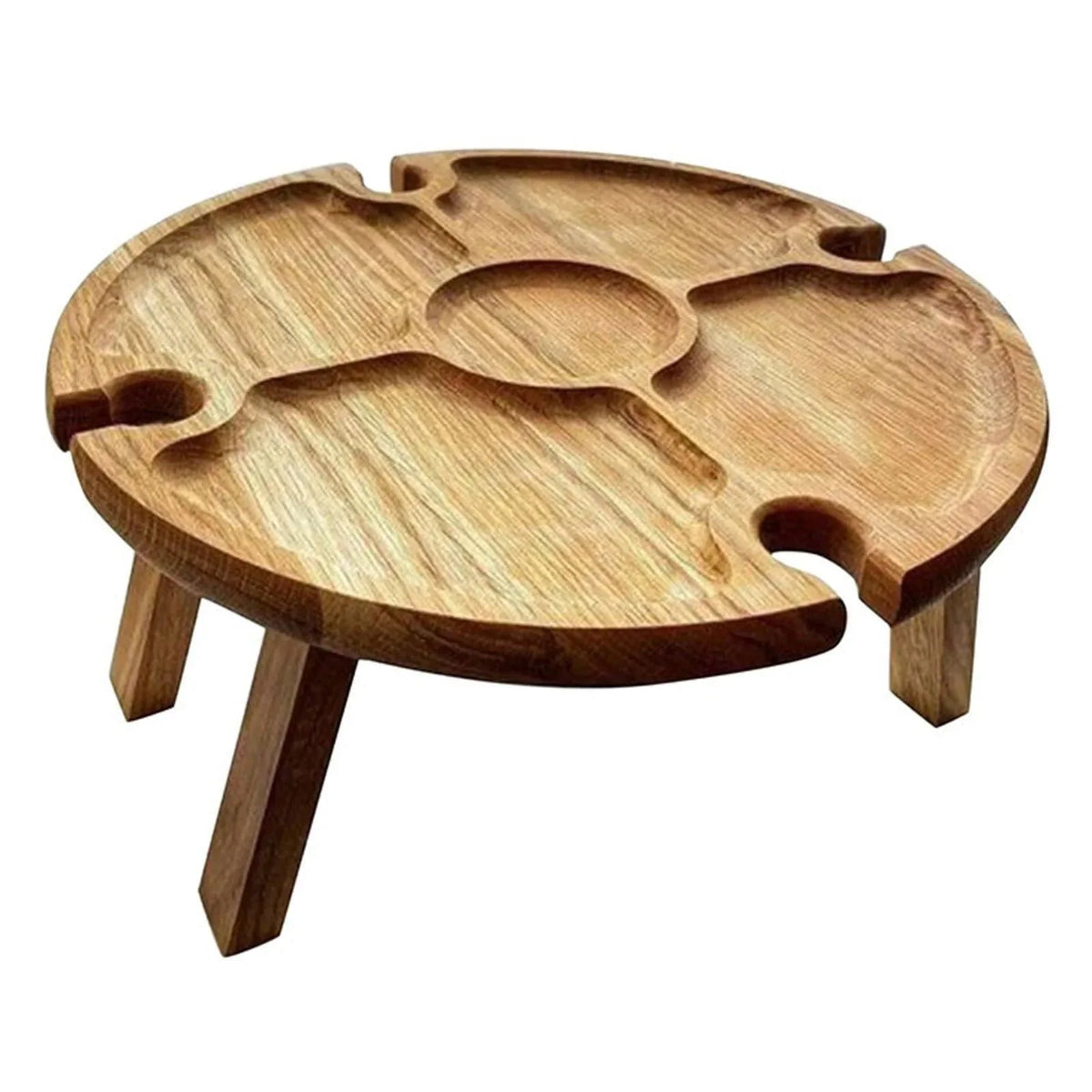Folding wooden serving tray for snacks cheese and drinks – view 6