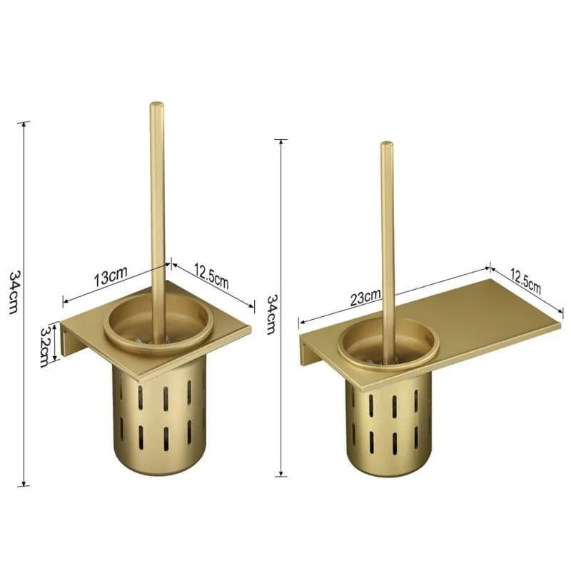 Gold aluminium toilet brush with holder – view 7