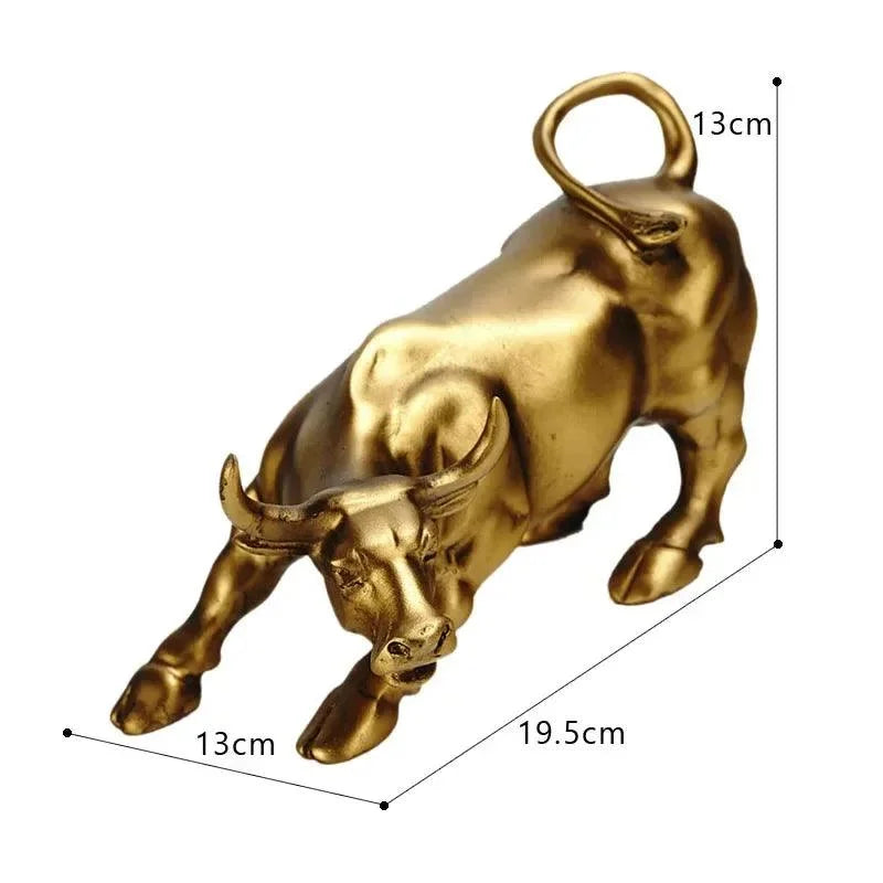Gold Wall Street Bull Resin Sculpture – view 6