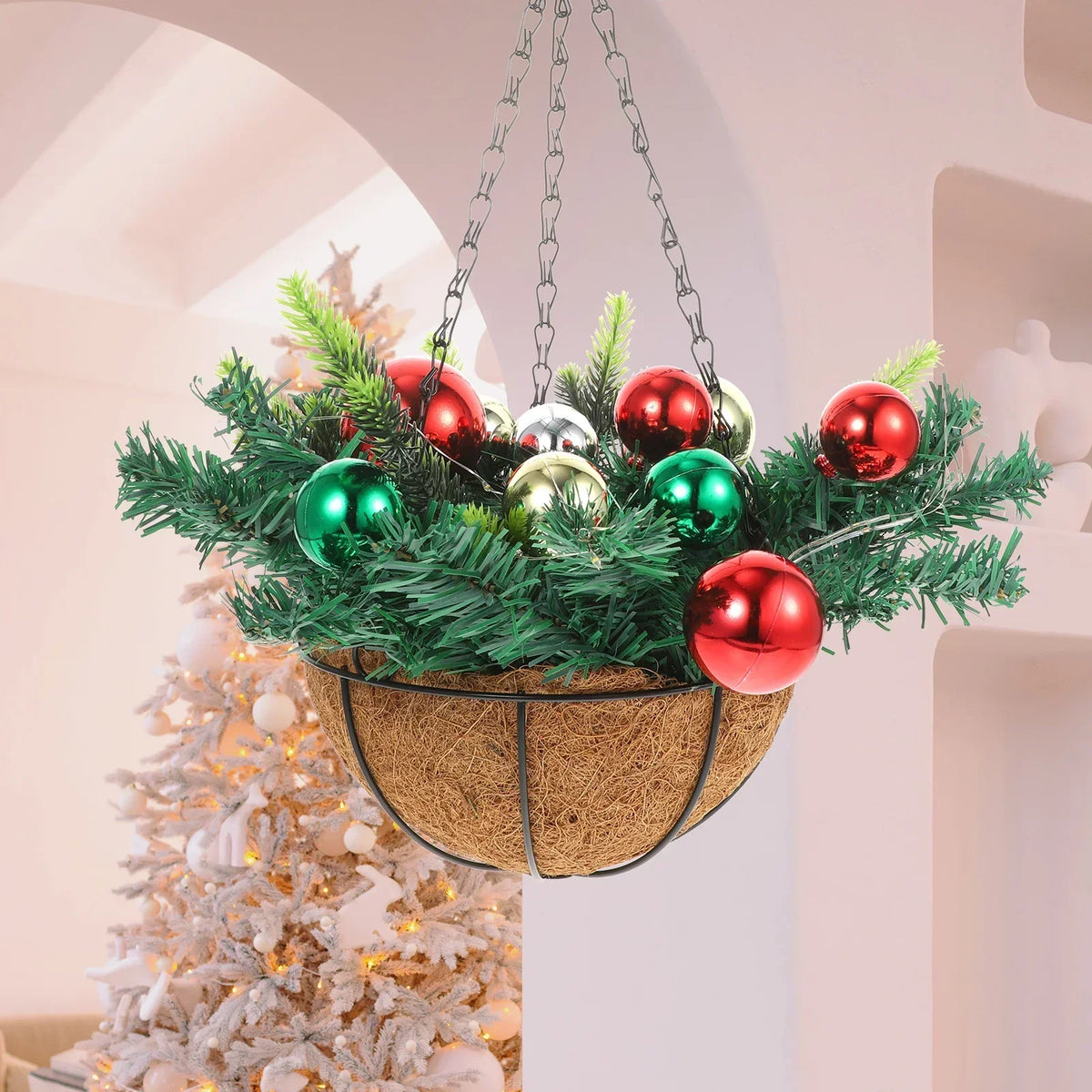 Hanging Christmas Basket with Multicolour LED Lights – view 6