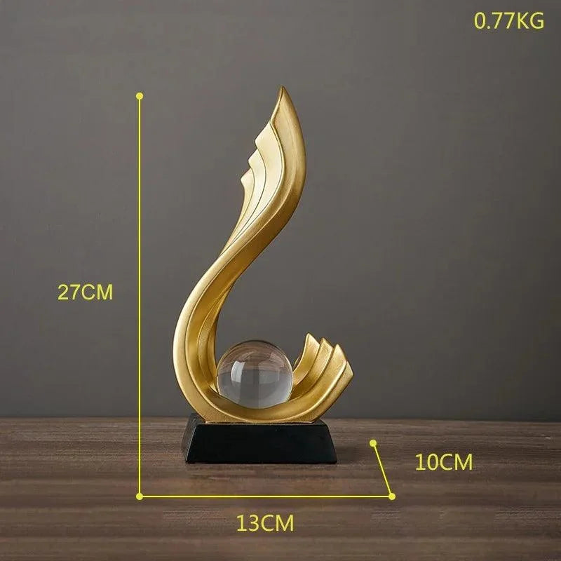 Modern Resin Sculpture with Crystal Sphere – view 12