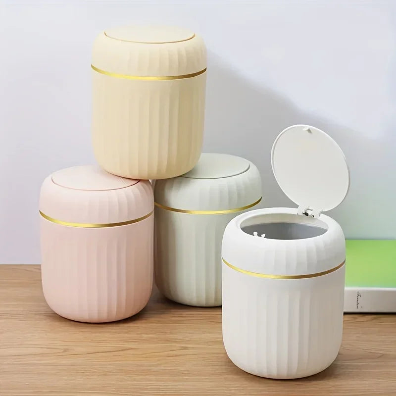 Compact White Desktop Waste Bin with Lid – view 6