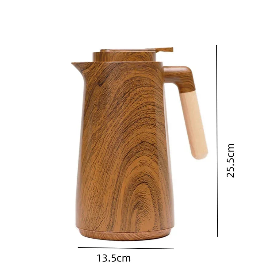 Thermal Carafe – 1L Glass-Lined, Wood Handle