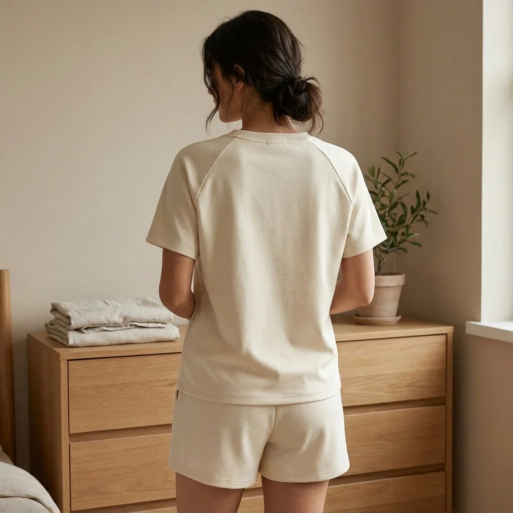 Ariya Raglan Shorts Lounge Set – round neckline
