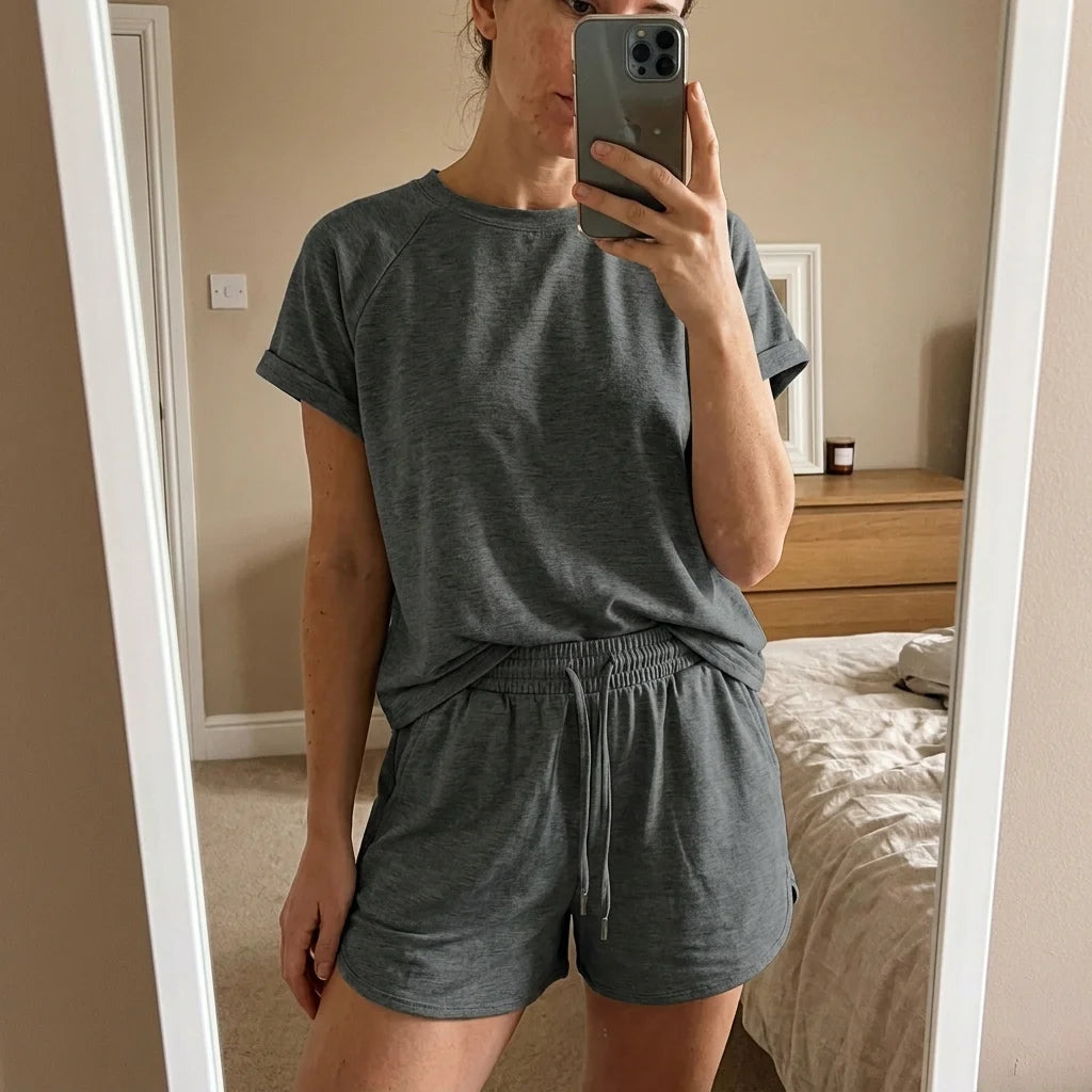 Ariya Raglan Shorts Lounge Set – round neckline