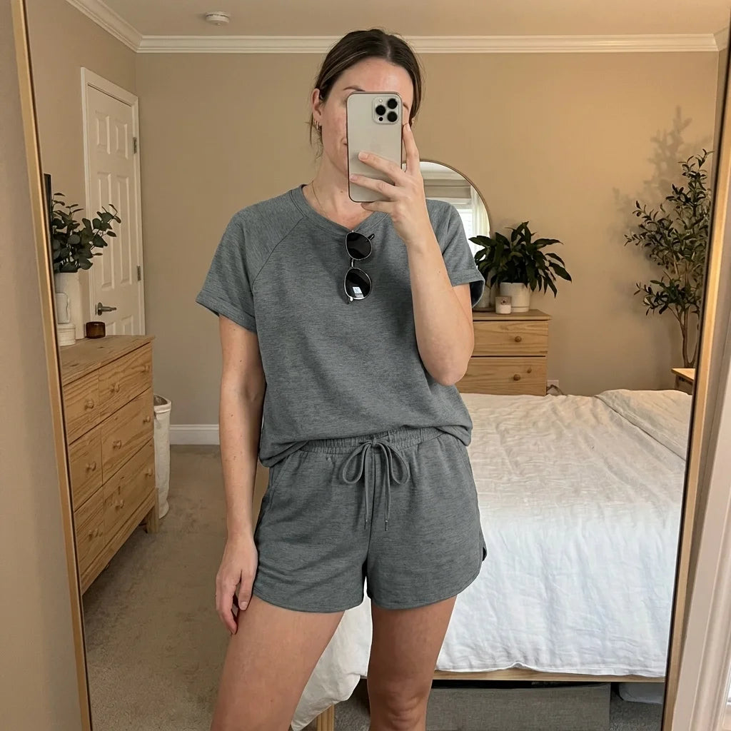 Ariya Raglan Shorts Lounge Set – round neckline