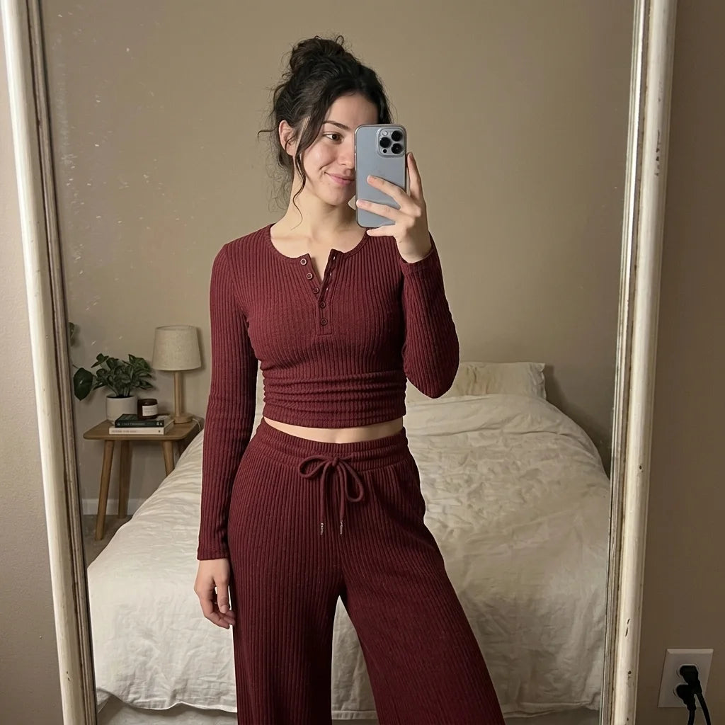 Aveline Ribbed Lounge Set – ribbed knit