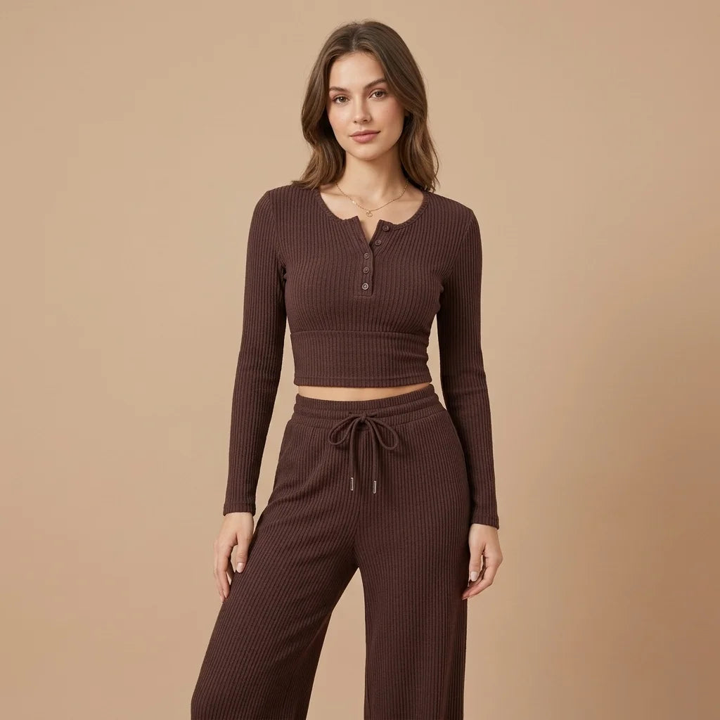 Aveline Ribbed Lounge Set – ribbed knit