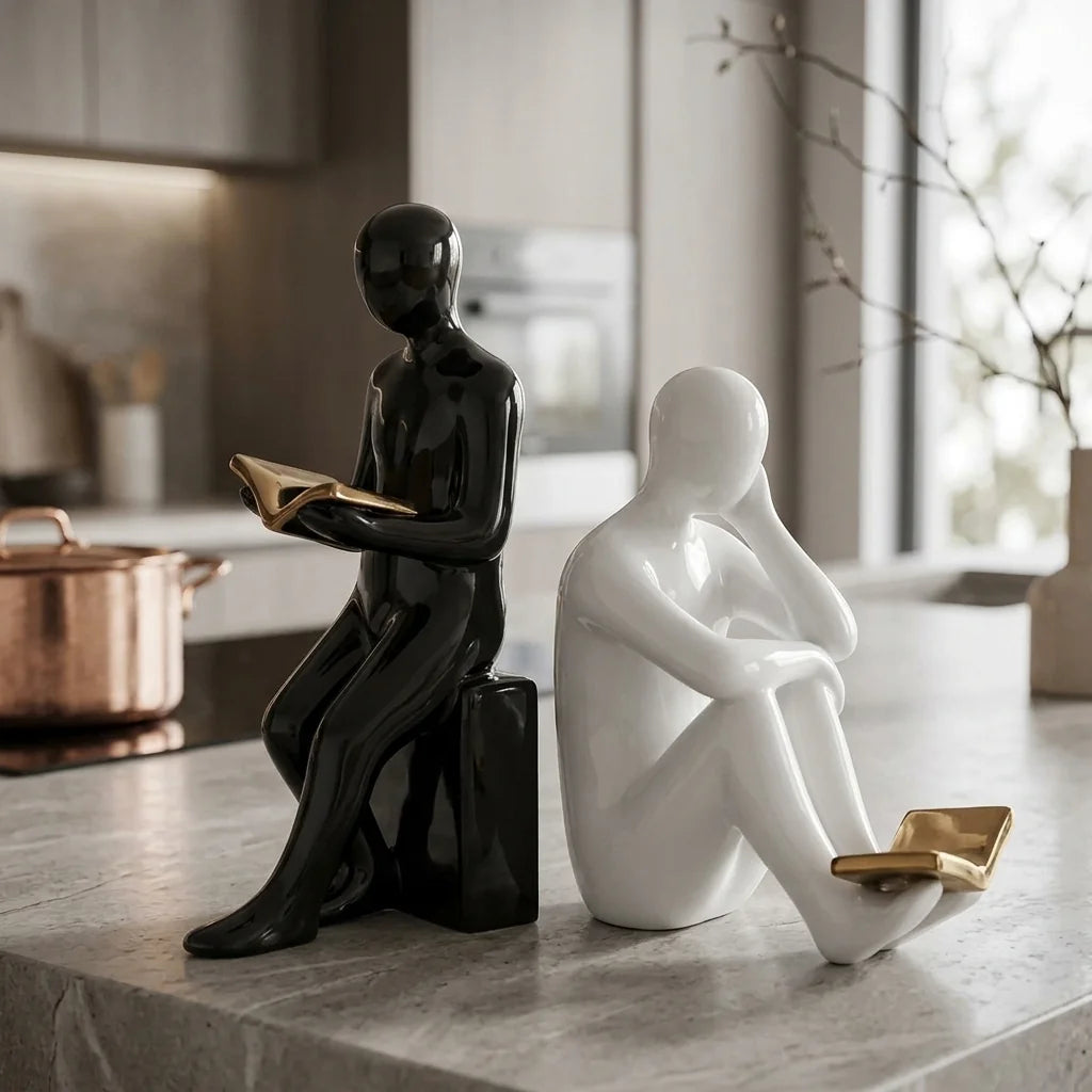 Decorative Bookend – Glazed Ceramic for Shelves