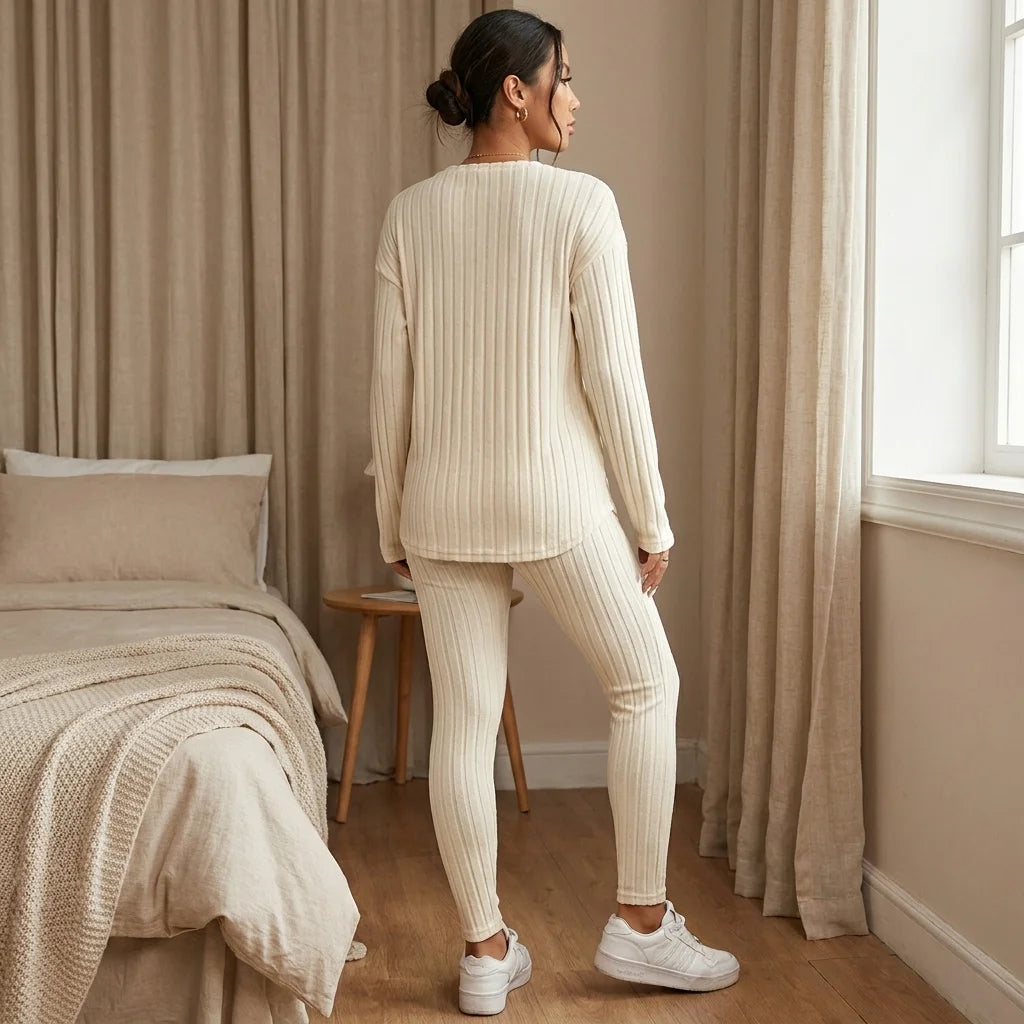 Elara Ribbed Legging Lounge Set – ribbed knit