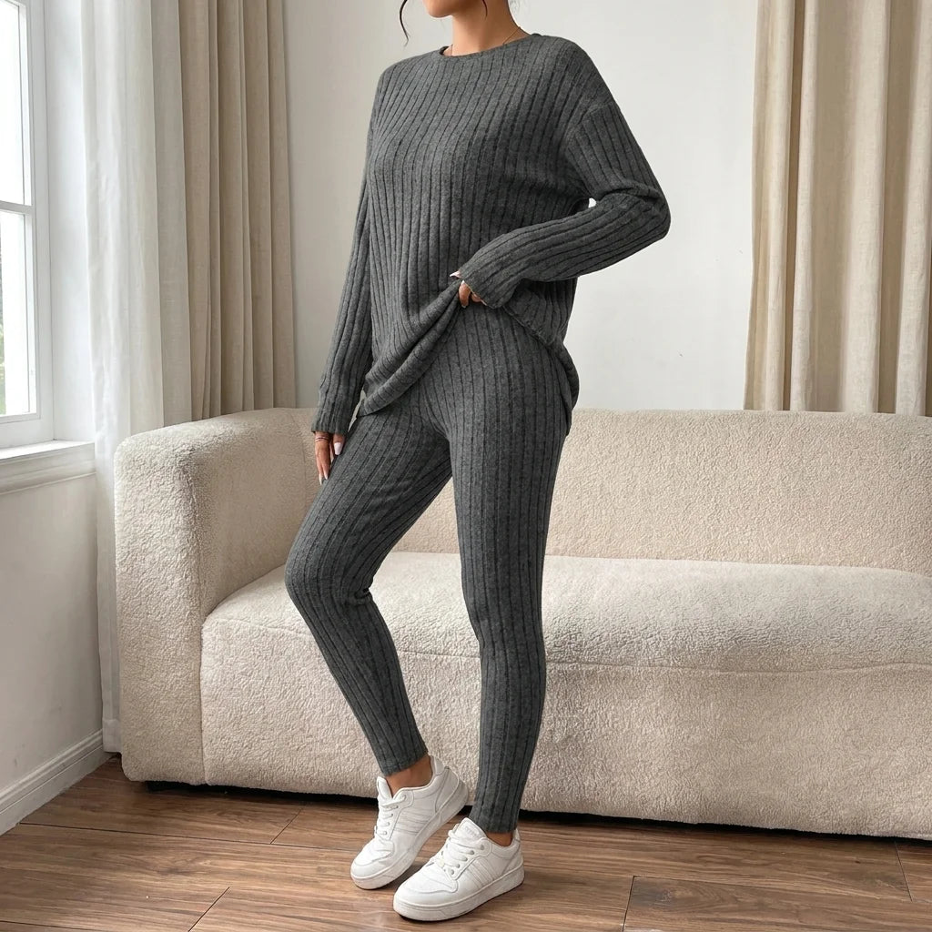Elara Ribbed Legging Lounge Set – ribbed knit