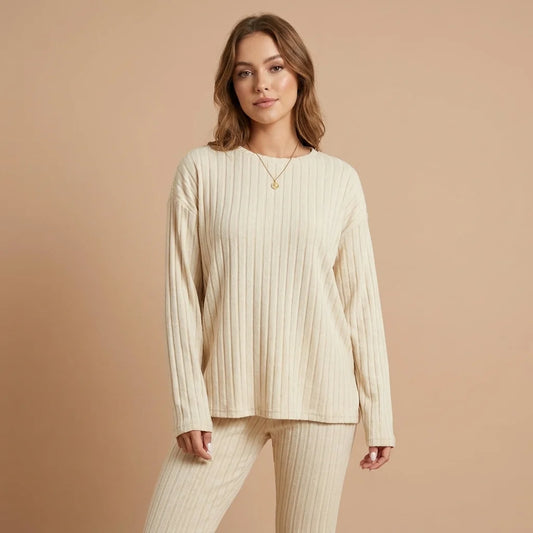 Elara Ribbed Legging Lounge Set – ribbed finish