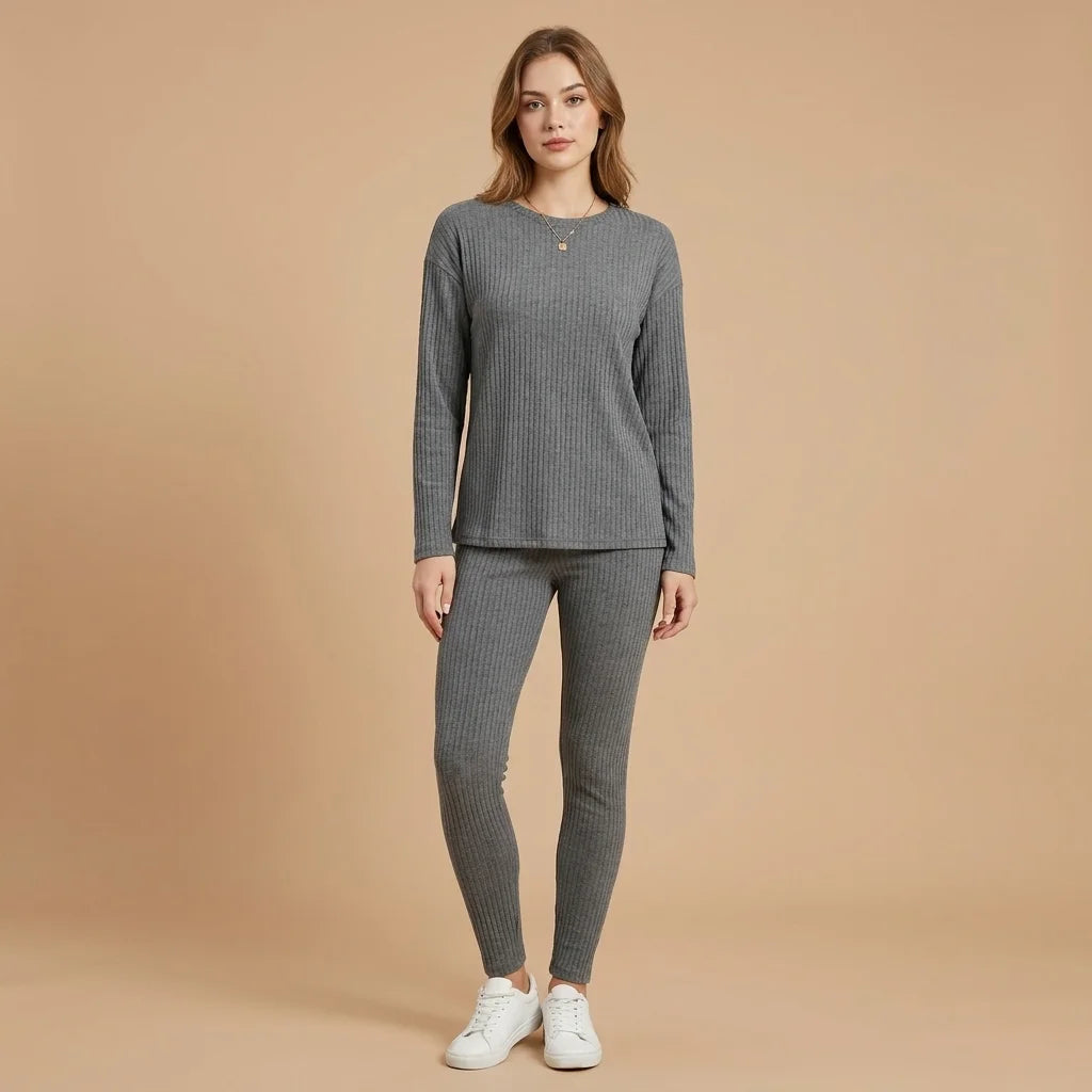Elara Ribbed Legging Lounge Set – ribbed finish