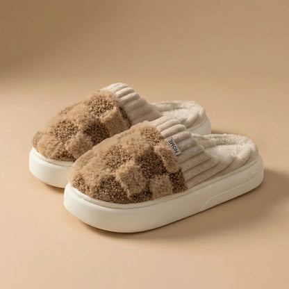 Elara Soft Plaid Slippers