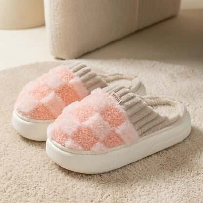 Elara Soft Plaid Slippers