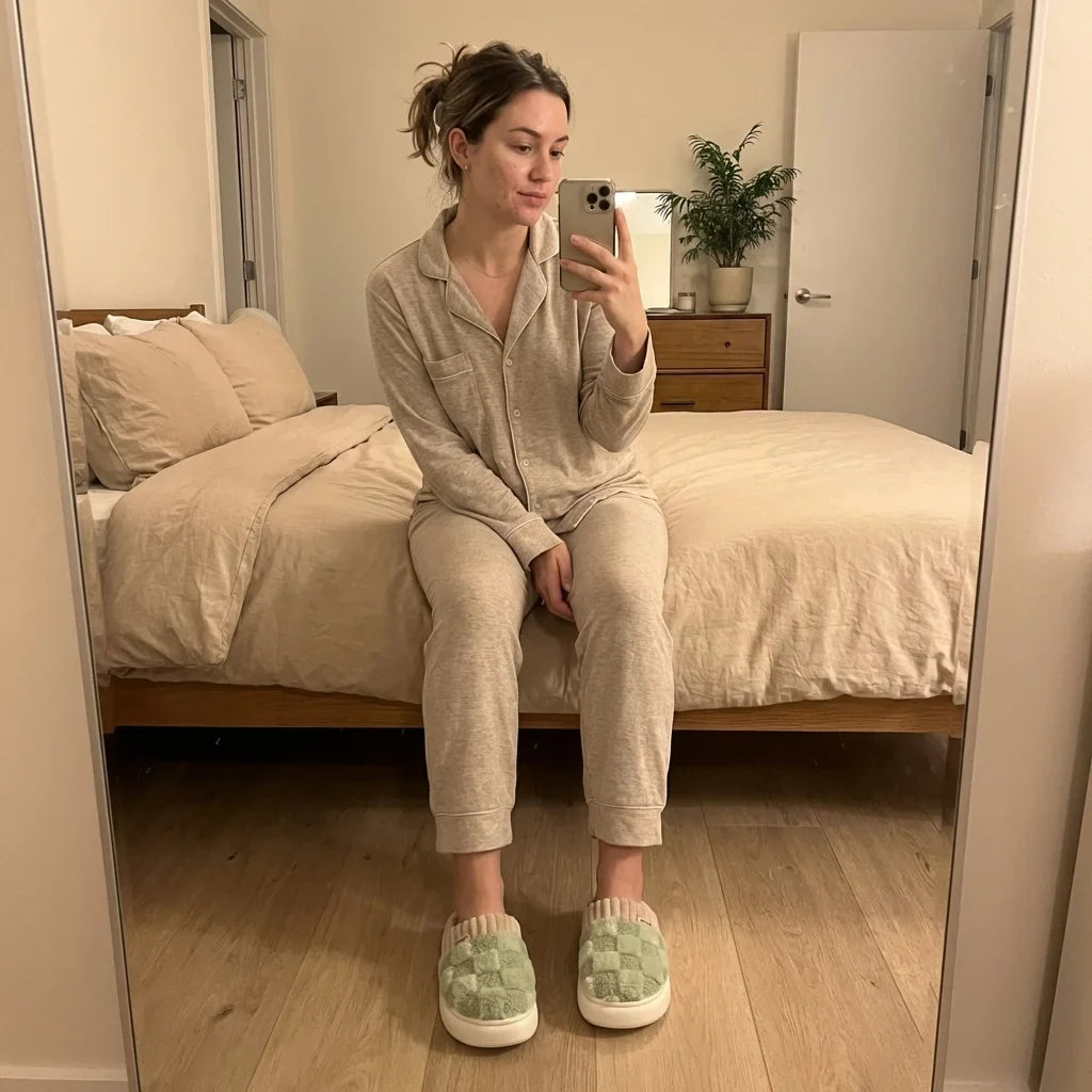 Elara Soft Plaid Slippers