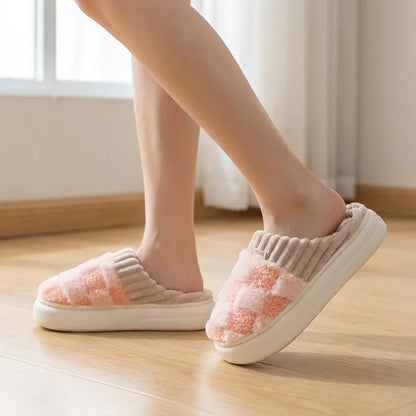 Elara Soft Plaid Slippers