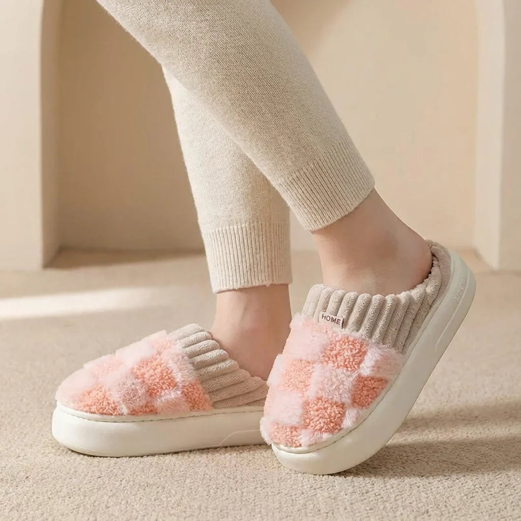 Elara Soft Plaid Slippers