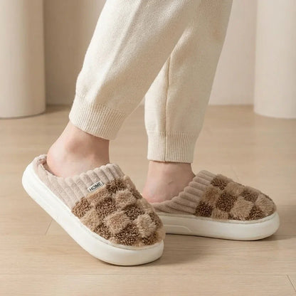 Elara Soft Plaid Slippers