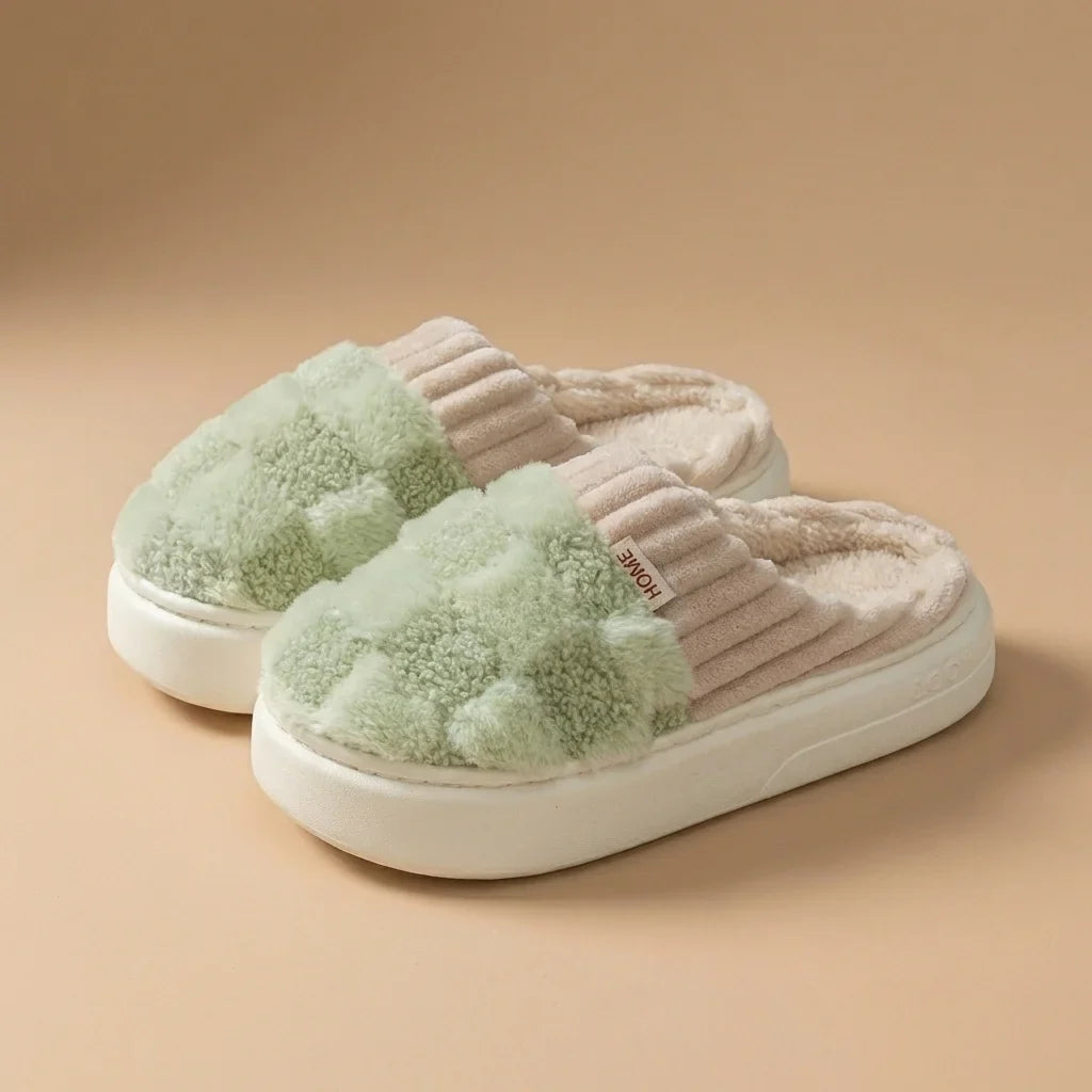 Elara Soft Plaid Slippers