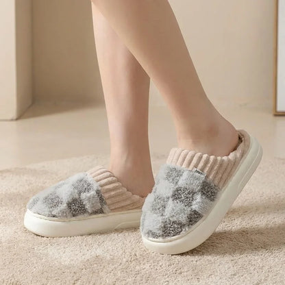 Elara Soft Plaid Slippers