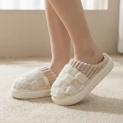 Elara Soft Plaid Slippers