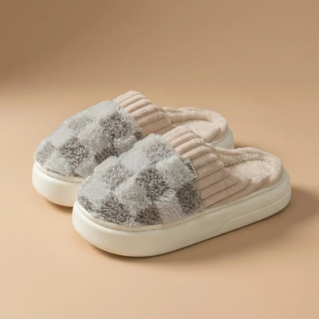 Elara Soft Plaid Slippers