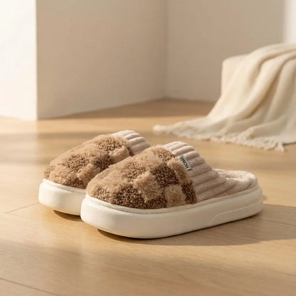Elara Soft Plaid Slippers