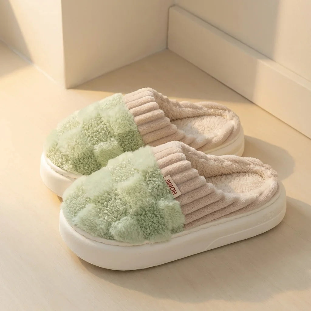 Elara Soft Plaid Slippers