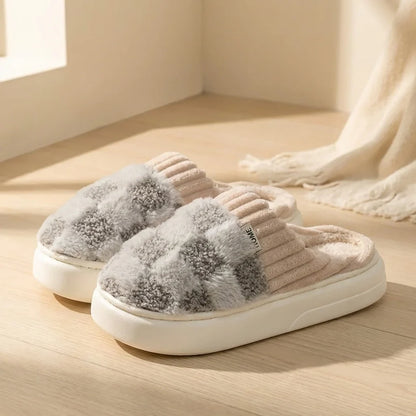 Elara Soft Plaid Slippers