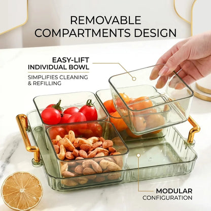 Snack Tray with Compartments – Round, Removable