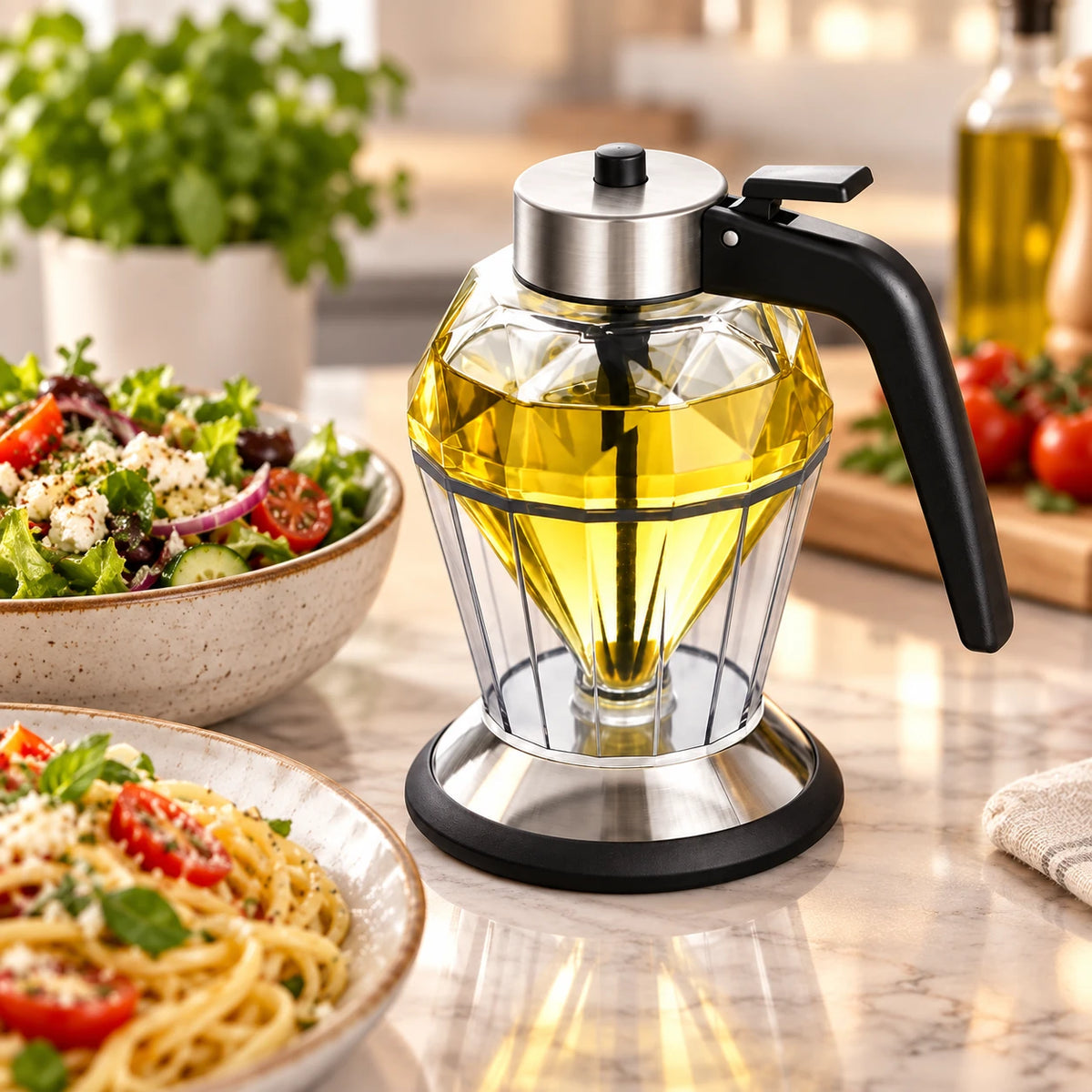 Honey Dispenser – Glass, Stainless Steel Base