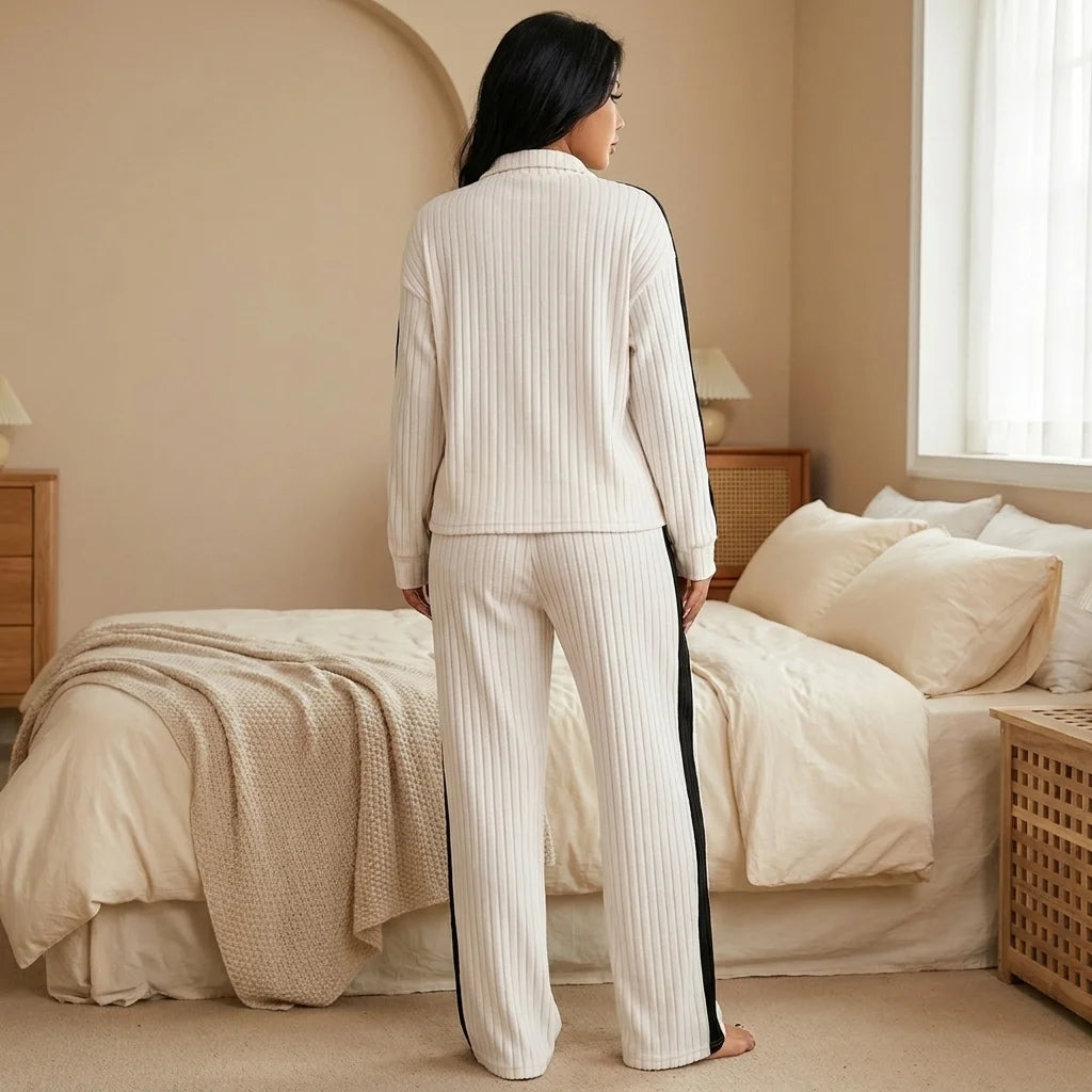 Ivora Half-Zip Lounge Set – ribbed knit