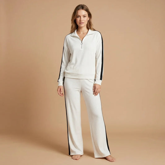 Ivora Half-Zip Lounge Set – button-front detail