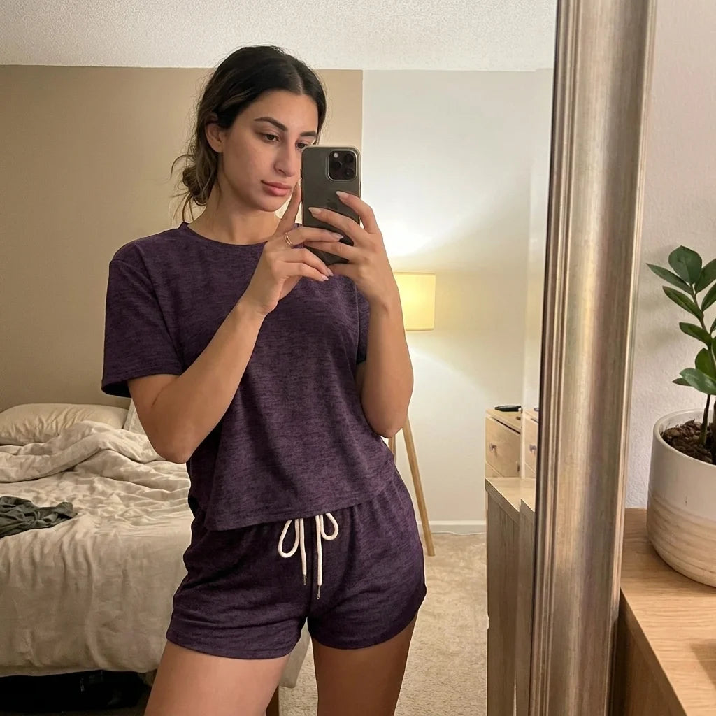 Liora Soft Shorts Lounge Set – drawstring waist