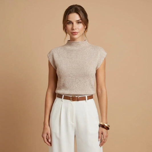 Liselle High-Neck Knit Vest by Envilune