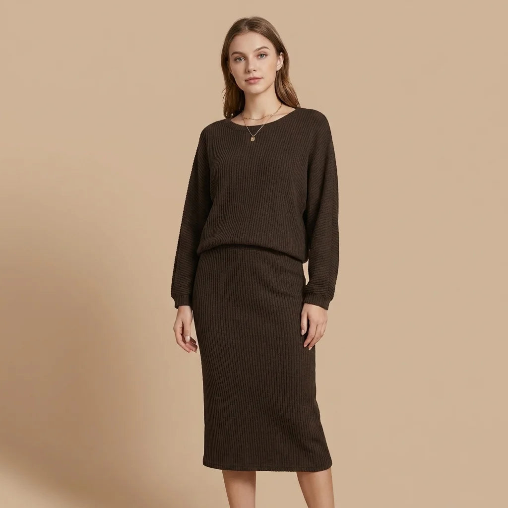 Maelle Ribbed Skirt Lounge Set – ribbed fabric