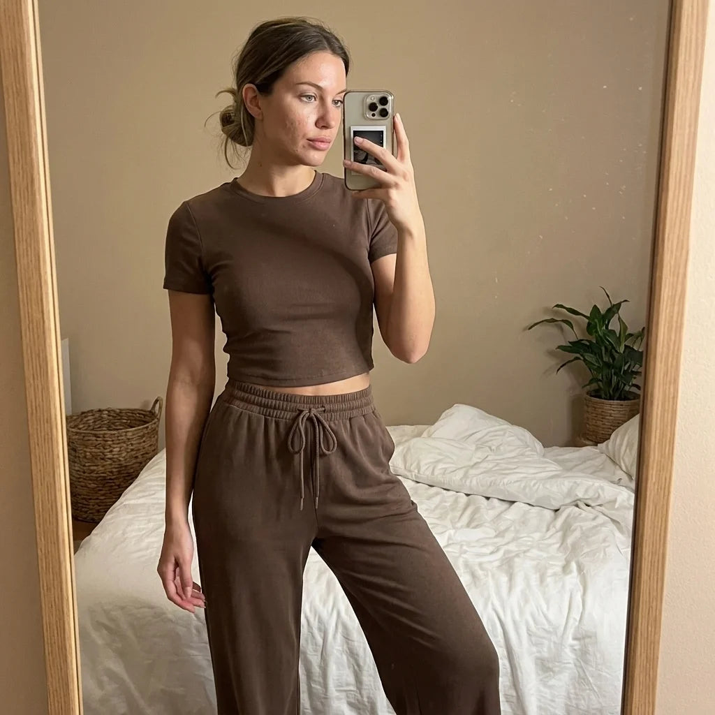 Mavelle Soft Wide-Leg Lounge Set – round neckline