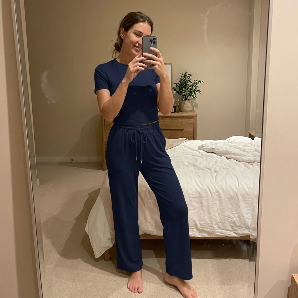 Mavelle Soft Wide-Leg Lounge Set – wide-leg pants