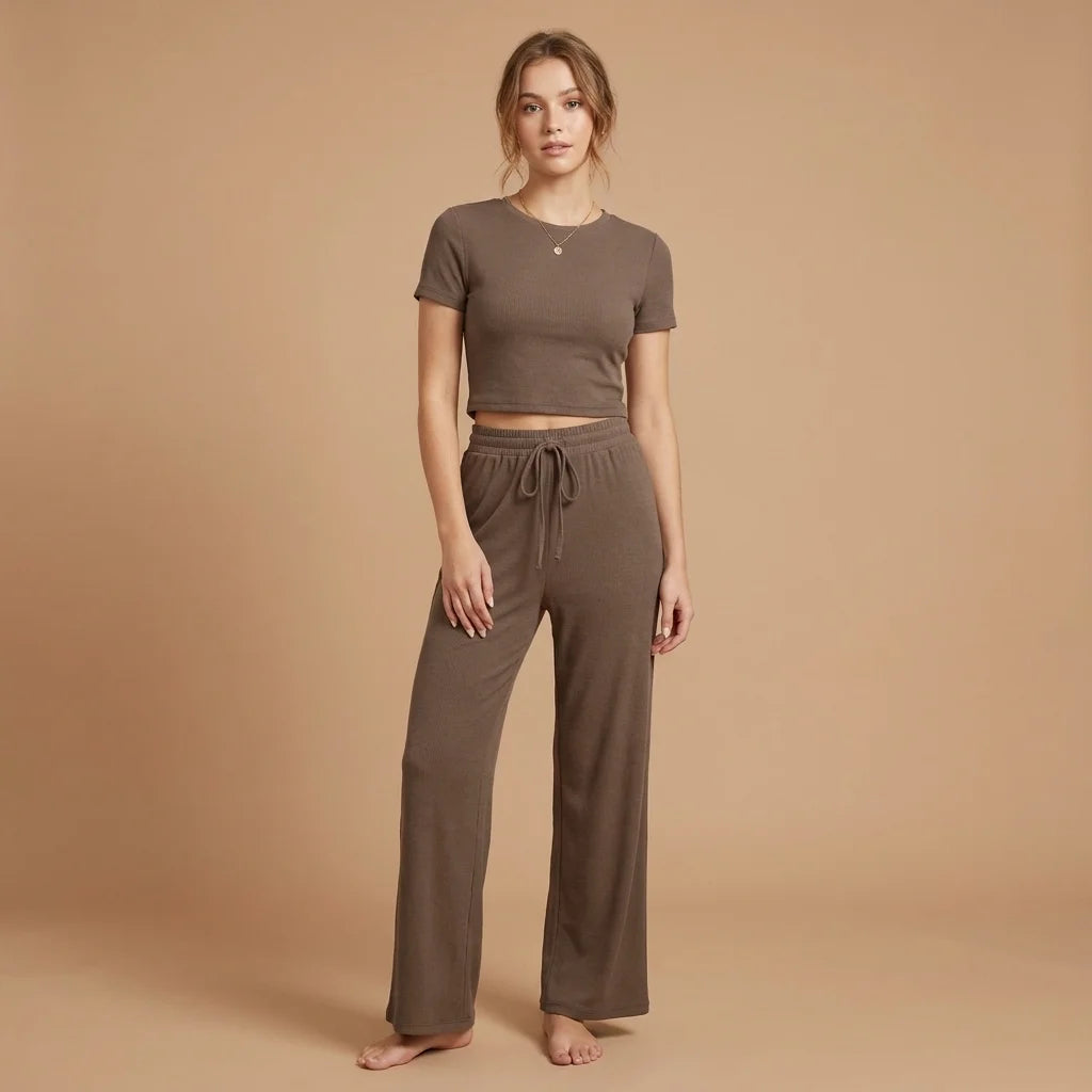 Mavelle Soft Wide-Leg Lounge Set – wide-leg pants