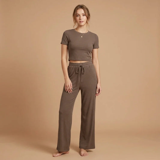 Mavelle Soft Wide-Leg Lounge Set – wide-leg pants