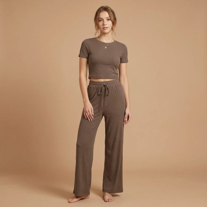 Mavelle Soft Wide-Leg Lounge Set – wide-leg pants