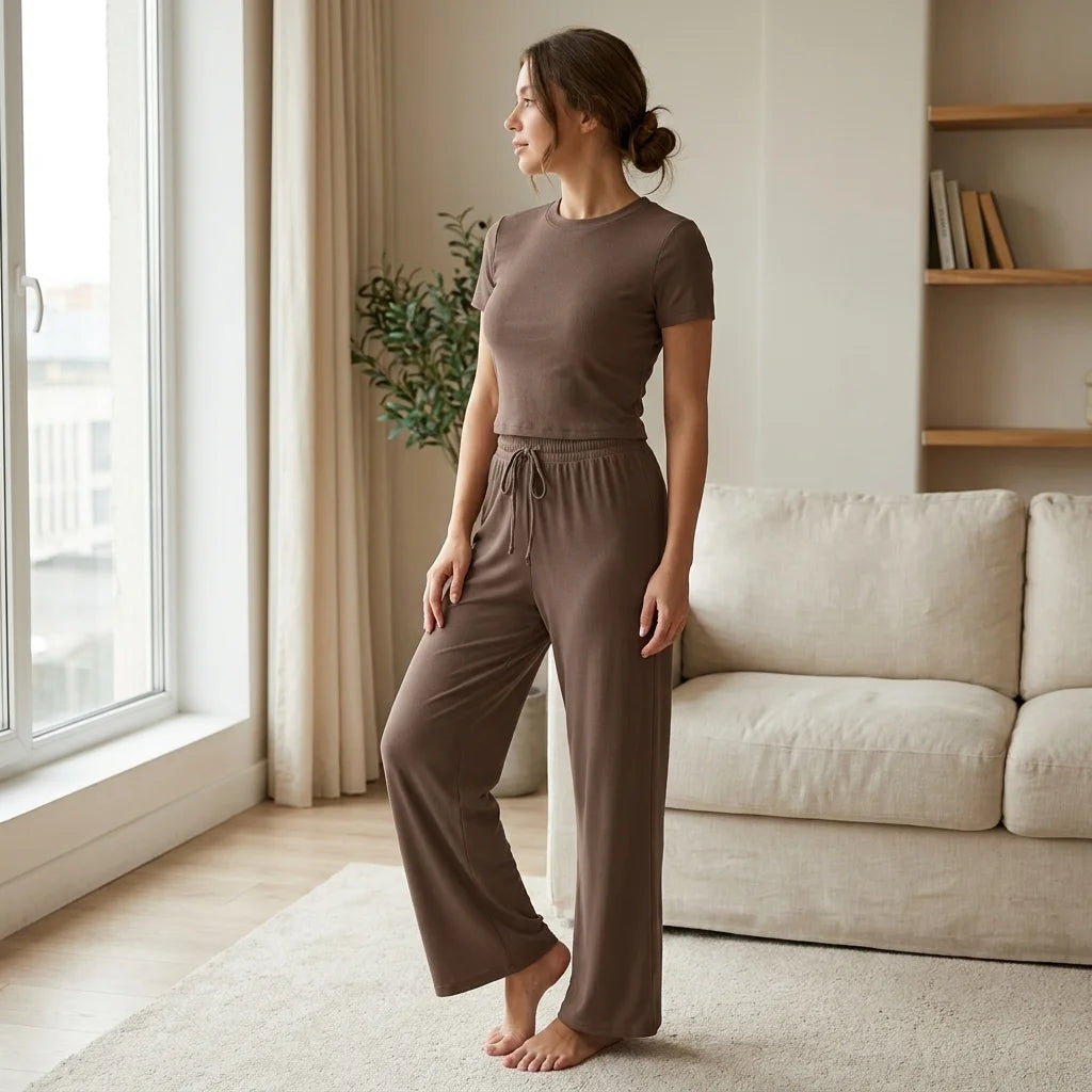 Mavelle Soft Wide-Leg Lounge Set – wide-leg pants