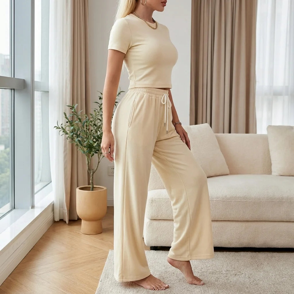 Mavelle Soft Wide-Leg Lounge Set – wide-leg pants